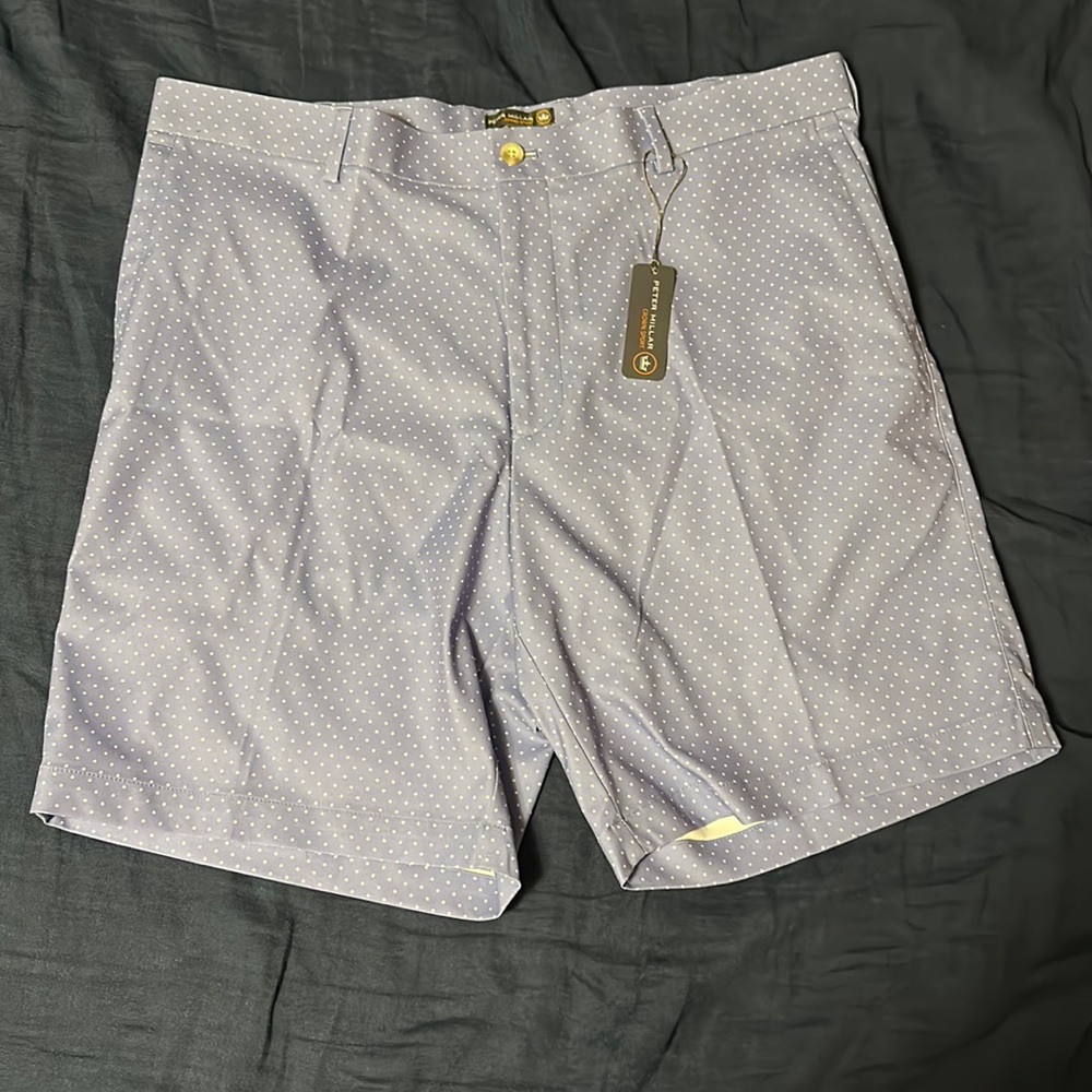 Peter Millar golf shorts, light purple color, waist size 38, new with tags
